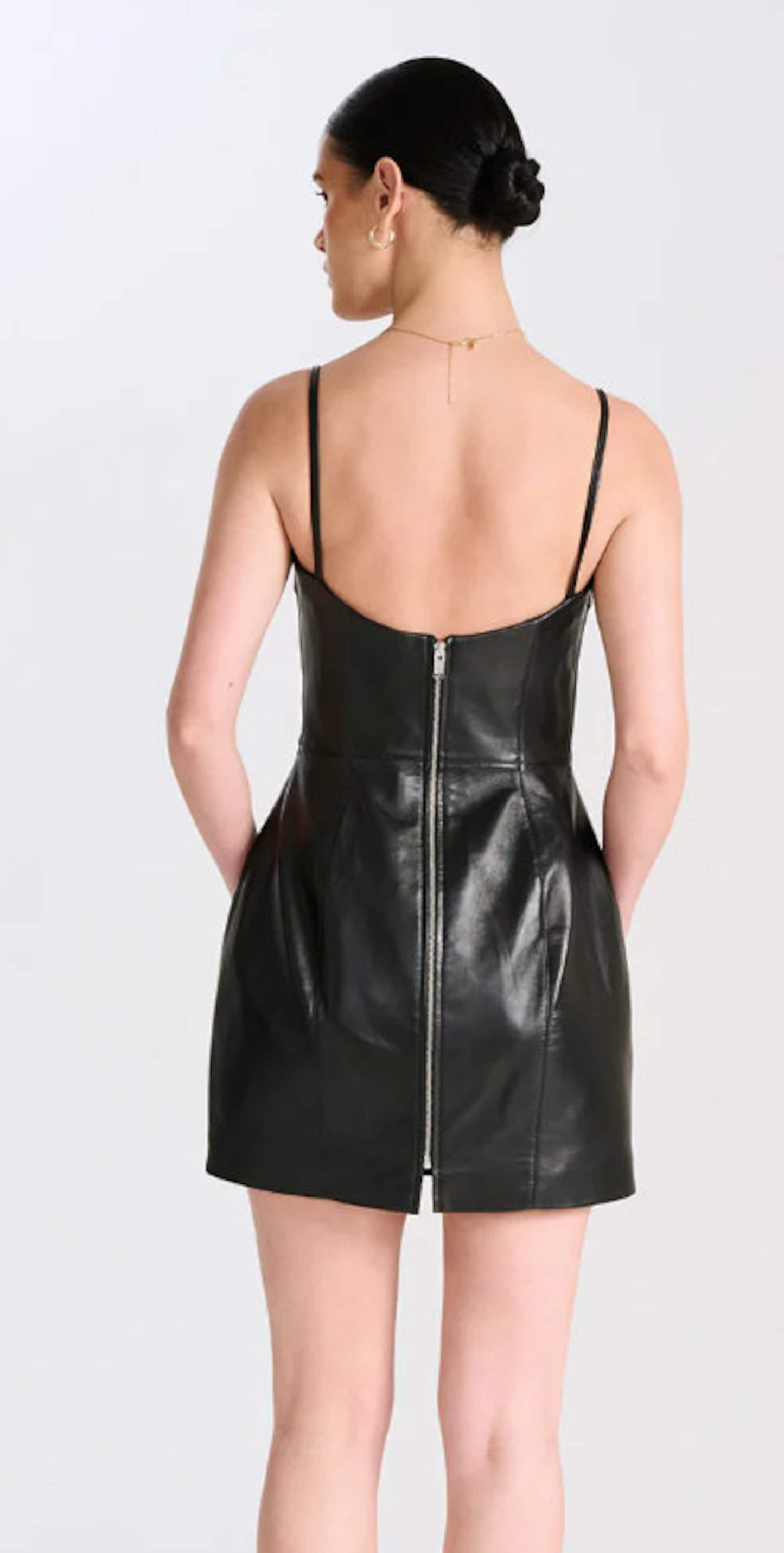 Genuine Mini Leather Dress in Black