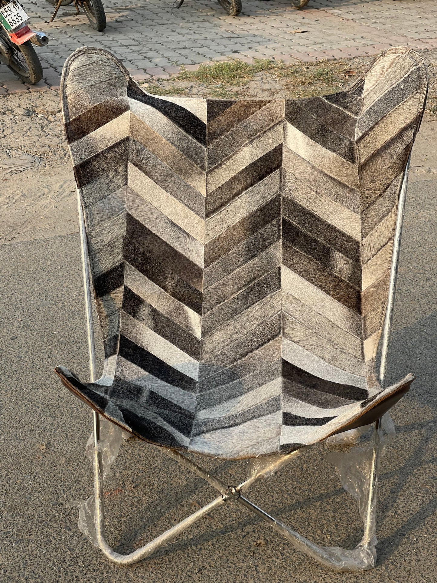 Butterfly Cowhide Chair Natural Real Patchwork
