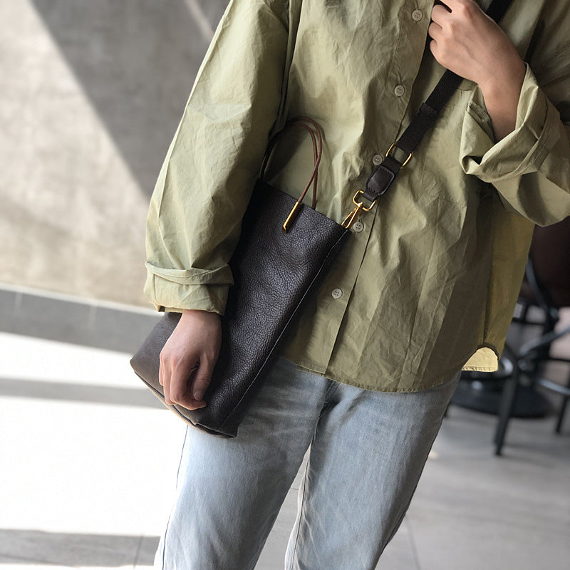 Genuine Brown Office Tote with Adjustable Strap