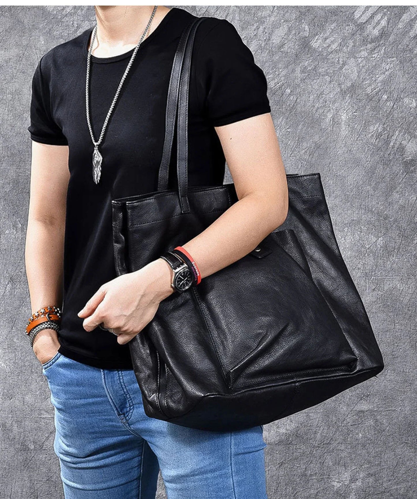 Leather Tote Work and Travel Bag