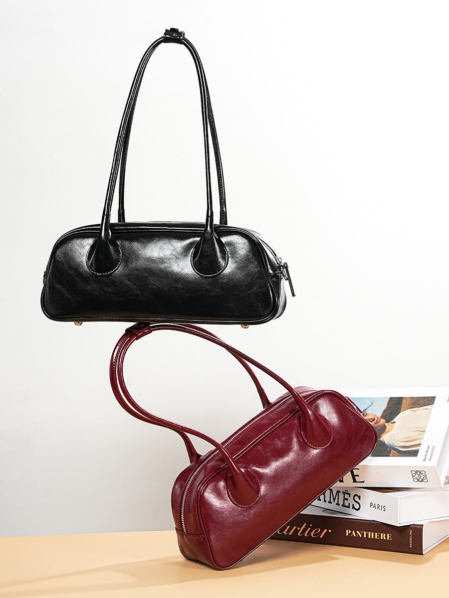 leather underarm shoulder baguette bag