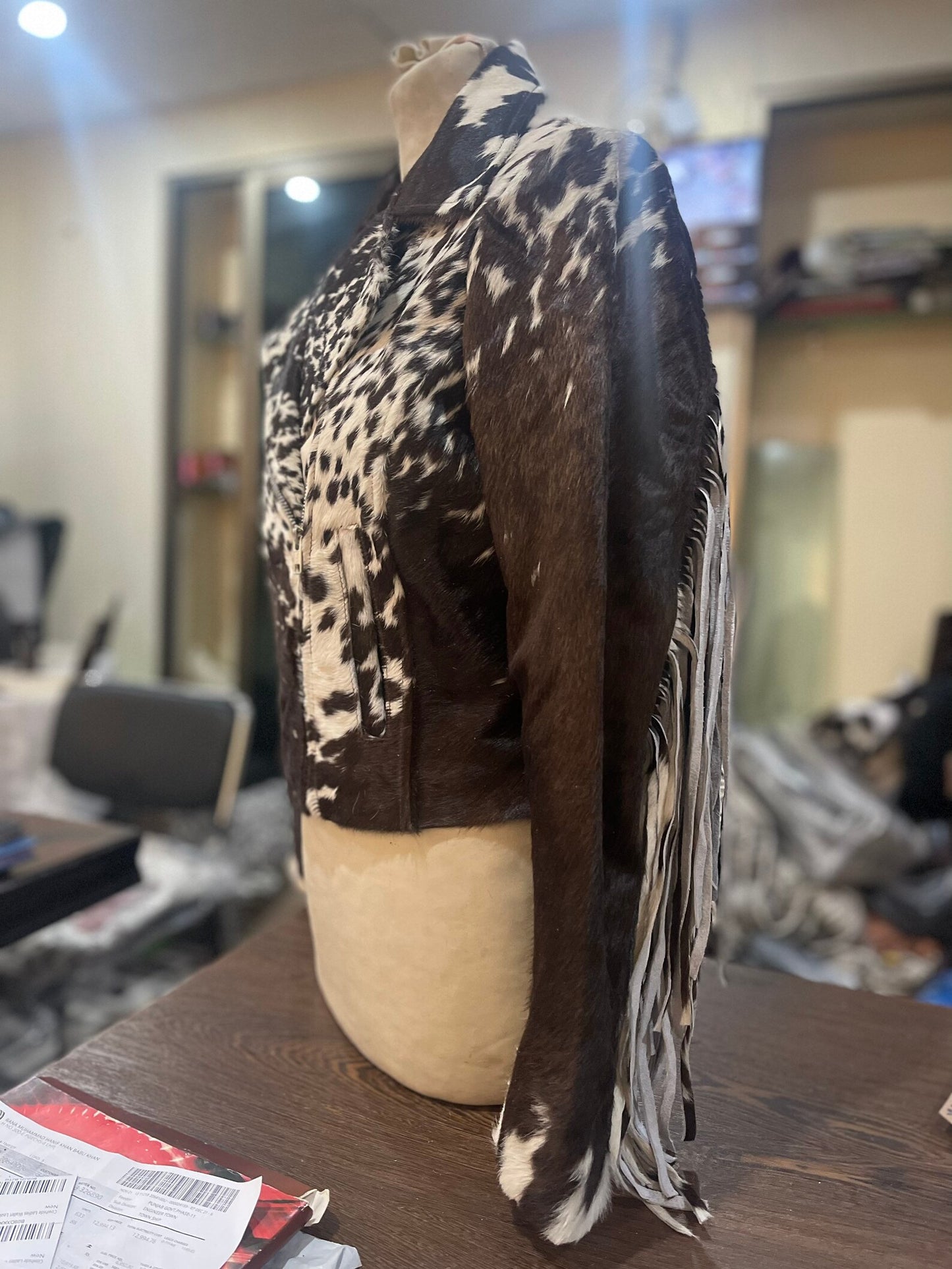Real Natural Tricolor Cow Skin Jacket