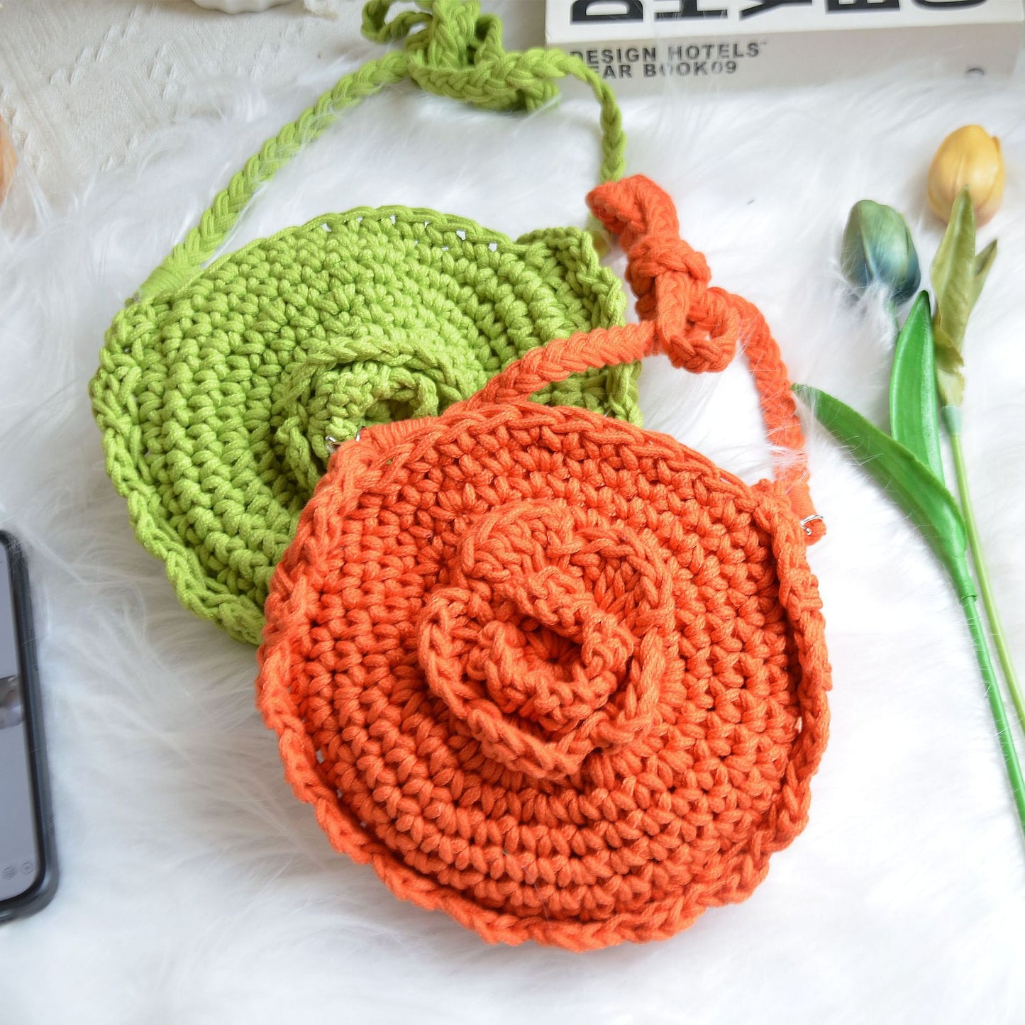 kids cotton crochet crossbody bag