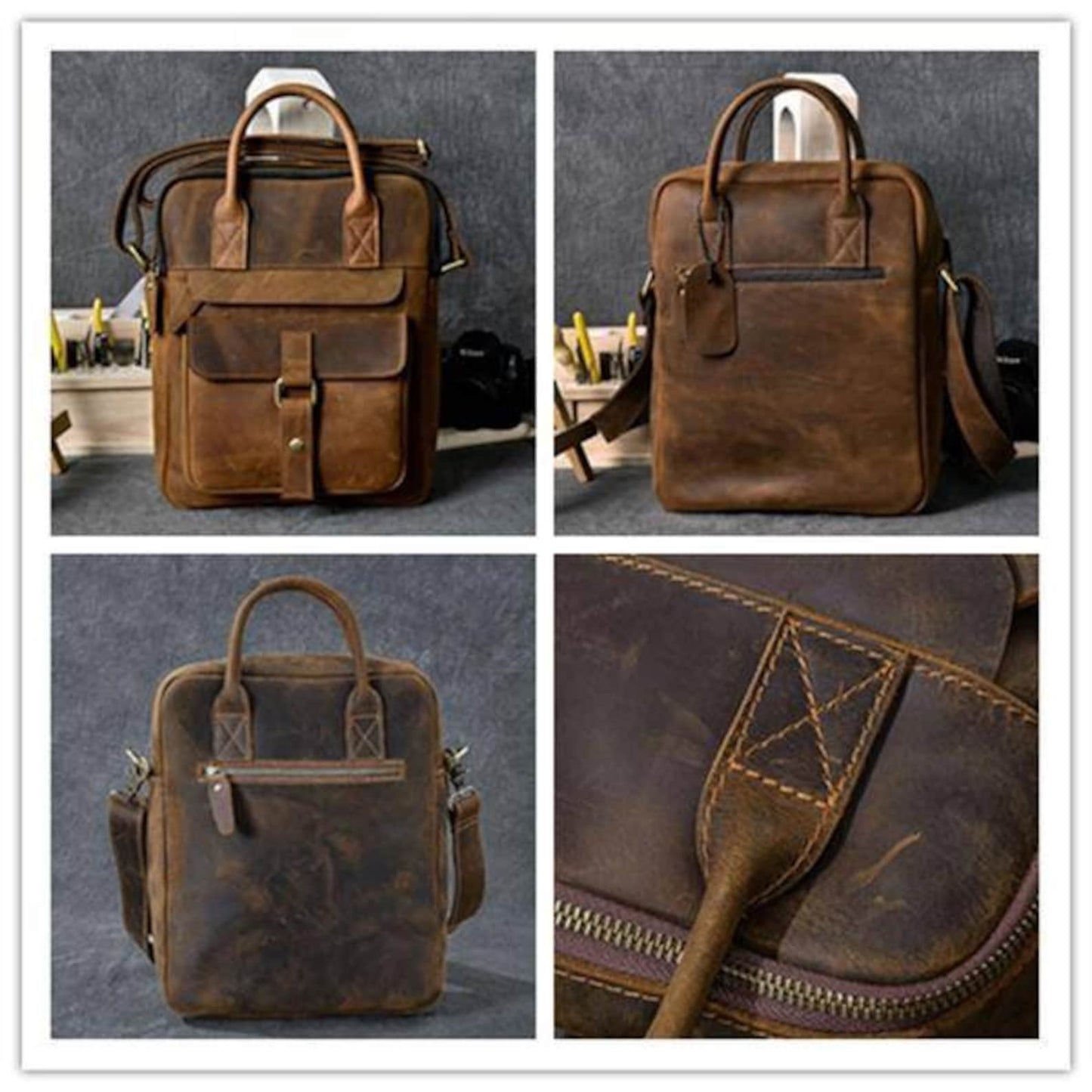 Unisex Genuine Leather Messenger Bag