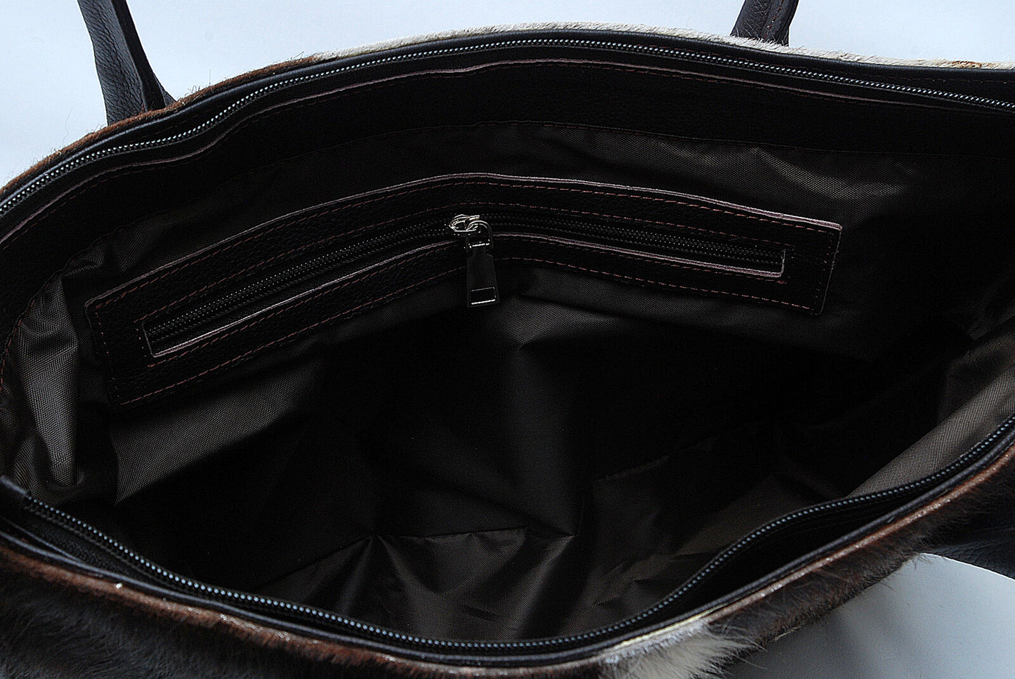 Large Tricolor Cowhide Fur Shoulder Purse