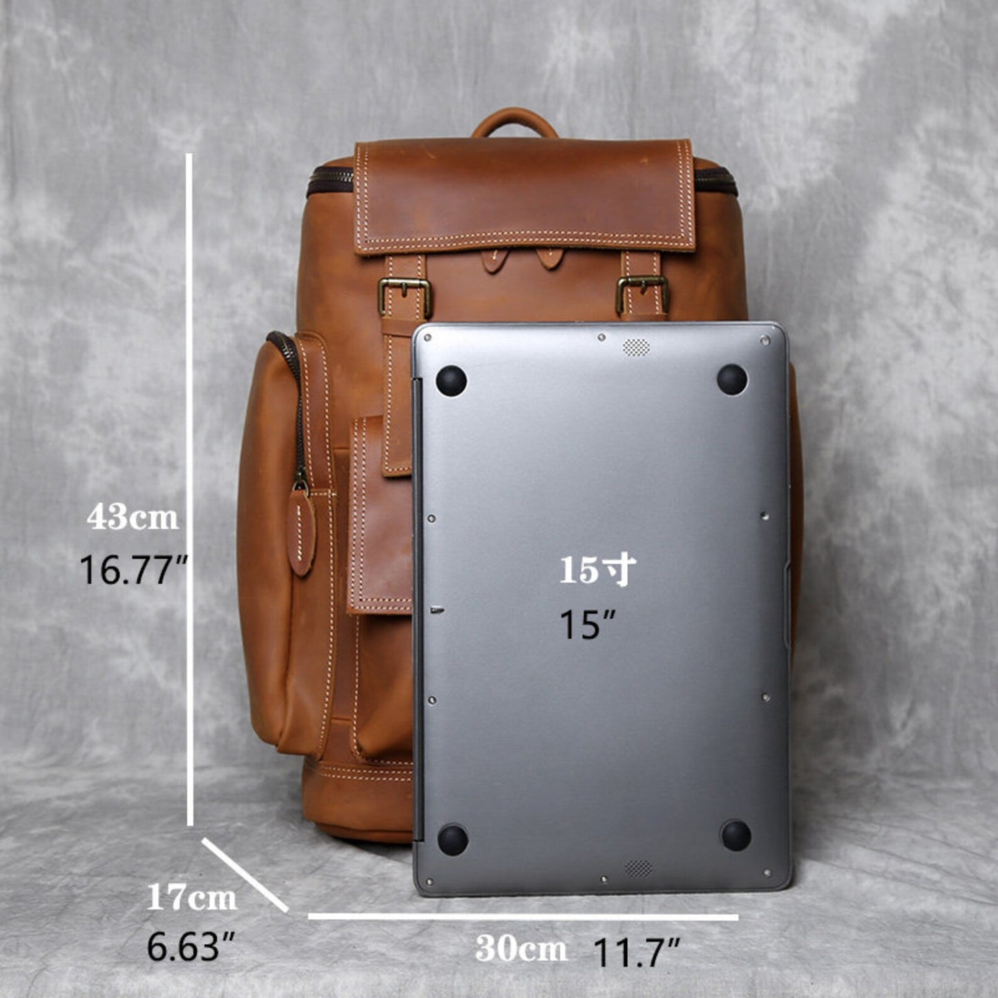 Retro Genuine Leather Laptop Backpack