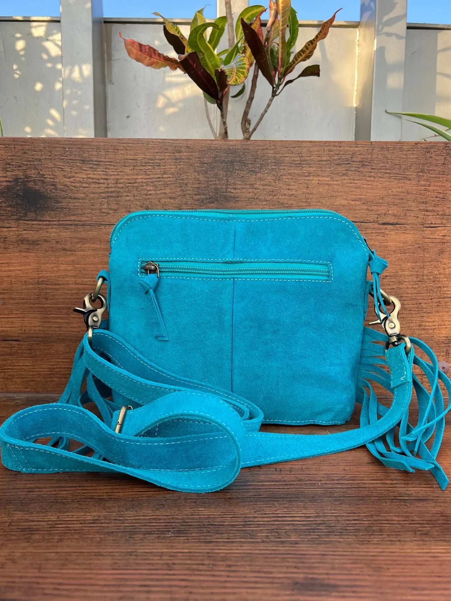 Embroided Suede Crossbody Bag