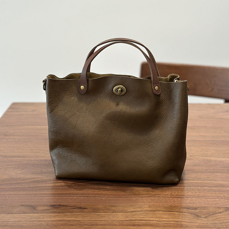 Real Leather Crossbody Office Purse with Strap
