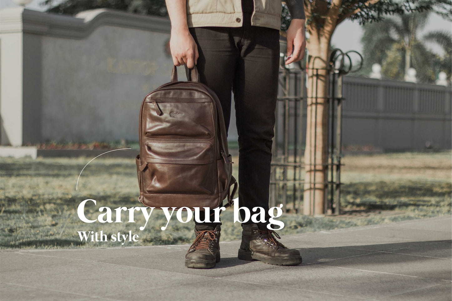 Dark Brown Leather Rucksack Unisex Laptop Backpack