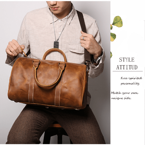 Vintage Men’s Leather Duffel Bag Business & Travel Bag