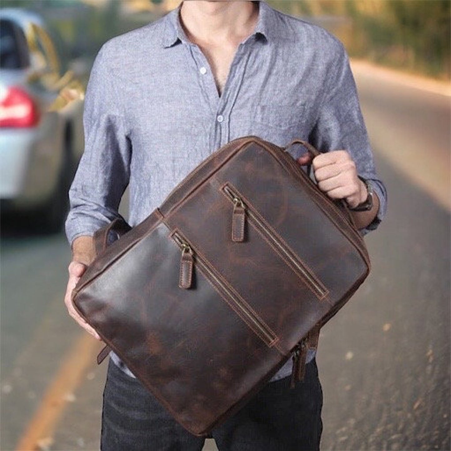 Full grain Cowhide Leather Backpack