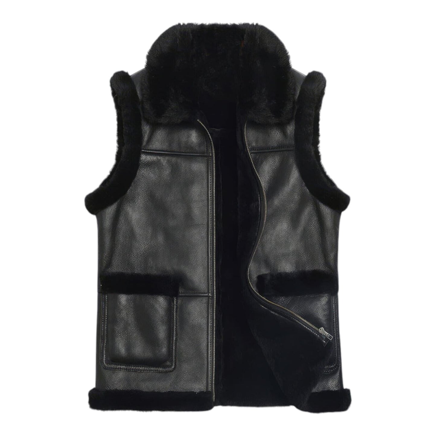 Real Leather Fur Pilot Vest