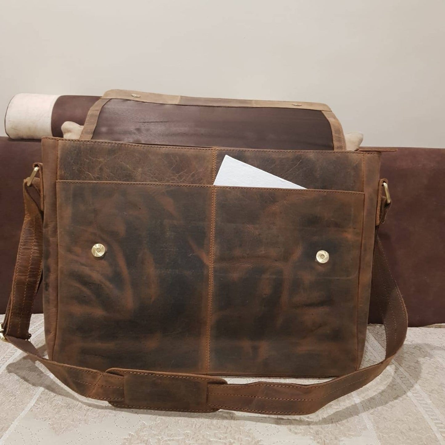 vintage leather briefcase handbag