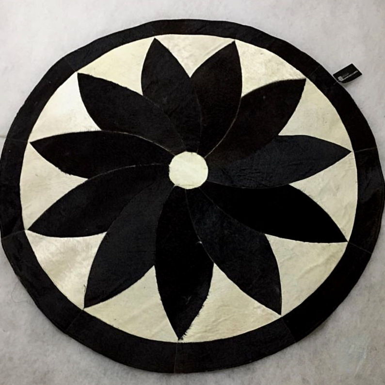 Hair On Cowhide Patchwork Round Rug