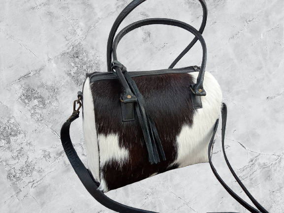 Black White Cowhide Shoulder Purse
