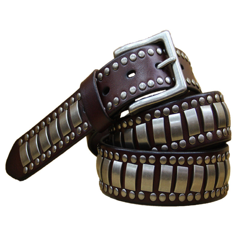 Punk Real Leather Belt with Rivets