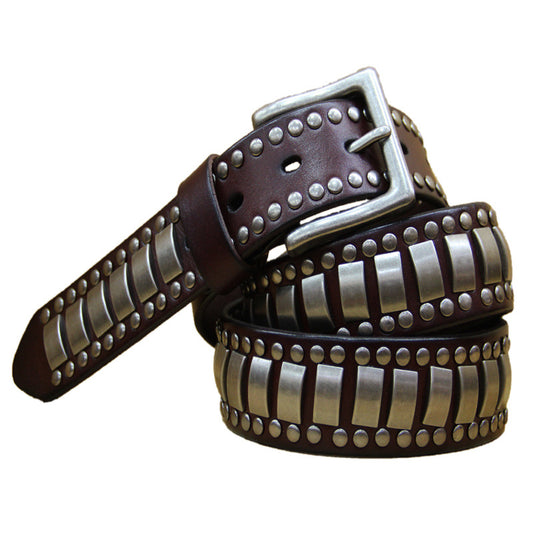 Punk Real Leather Belt with Rivets