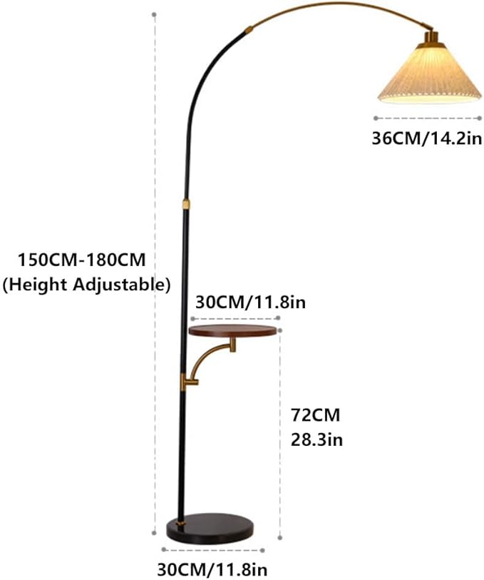 Minimalist Curved Floor Lamp with Pleated Shade