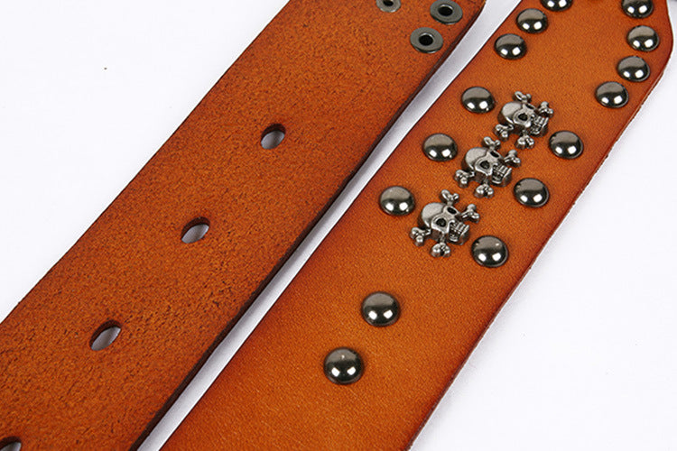 Western Leather Bullet Belt with Studded Punk