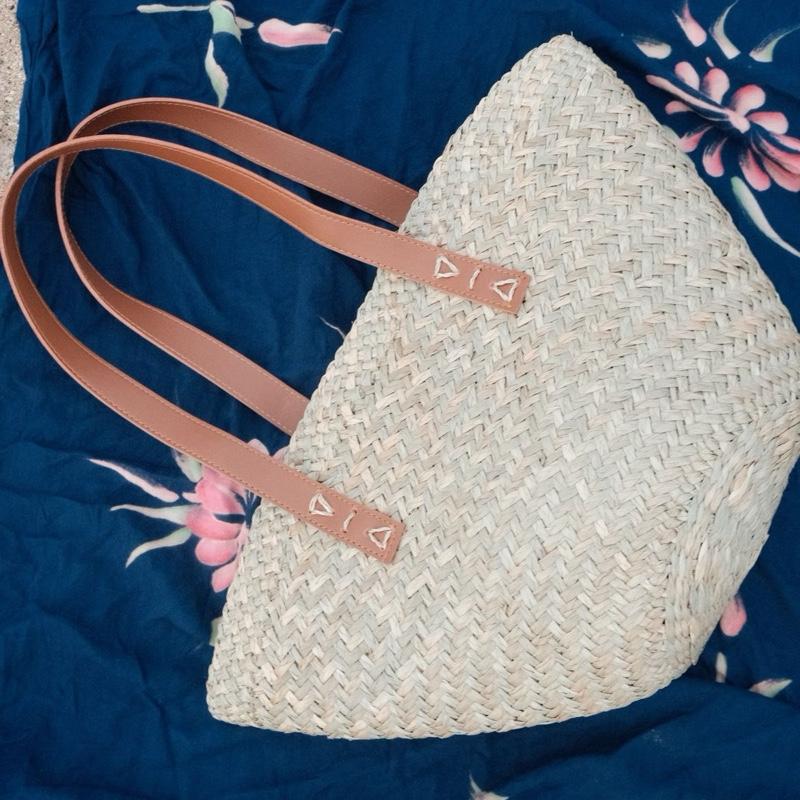 Woven Mendong Rattan Bag Beach Tote with Drawstring