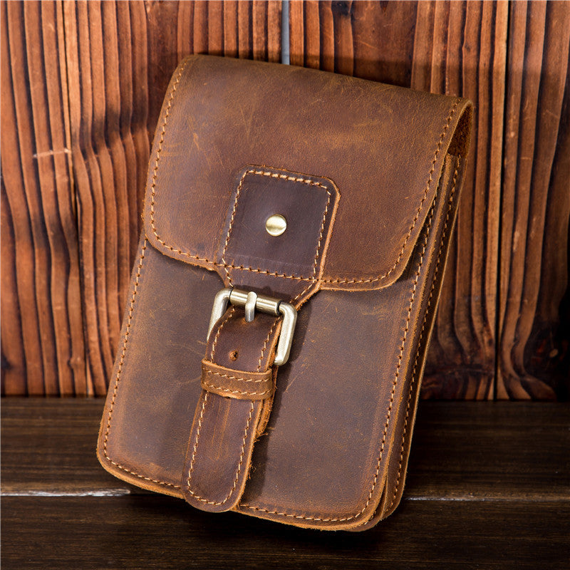 Men’s Leather Waist Bag Genuine Leather Phone Holder