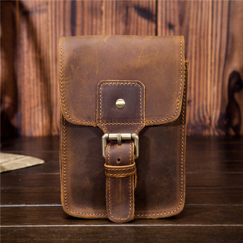 Men’s Leather Waist Bag Genuine Leather Phone Holder