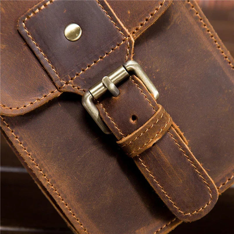 Men’s Leather Waist Bag Genuine Leather Phone Holder