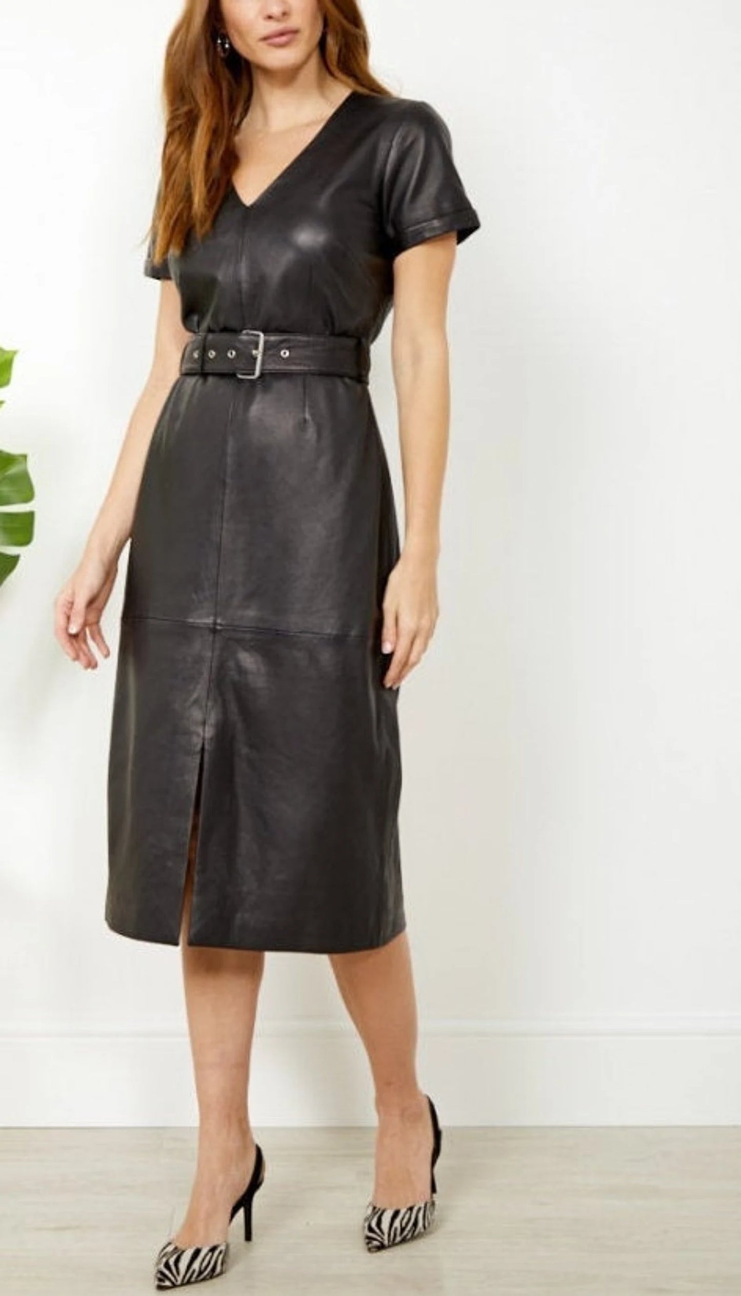 leather Short sleeve dress outfit