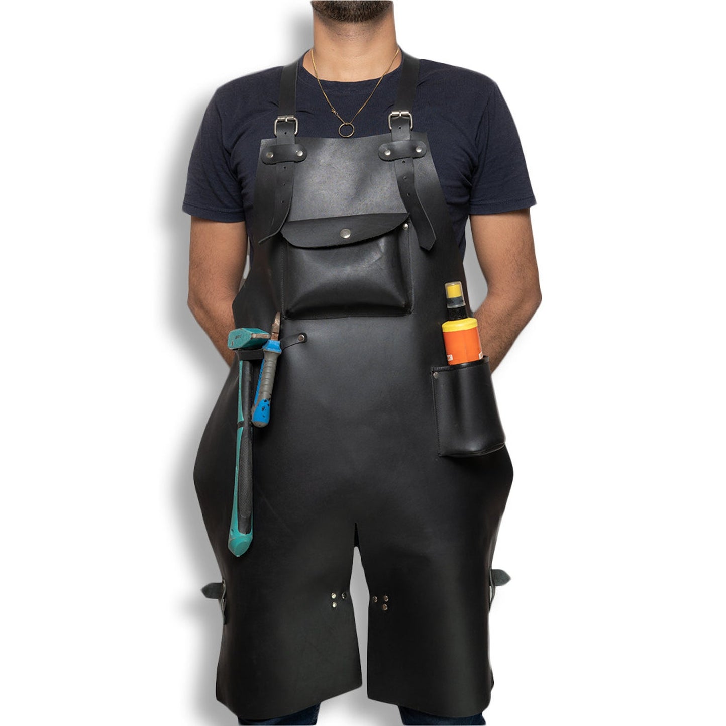 Black Leather Apron Dual Opening