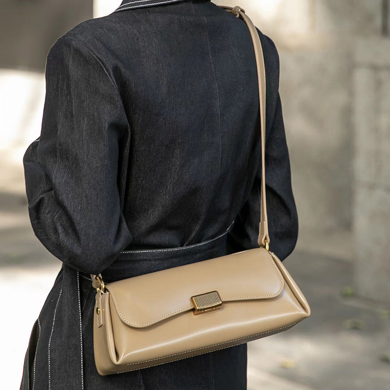women genuine leather underarm bag