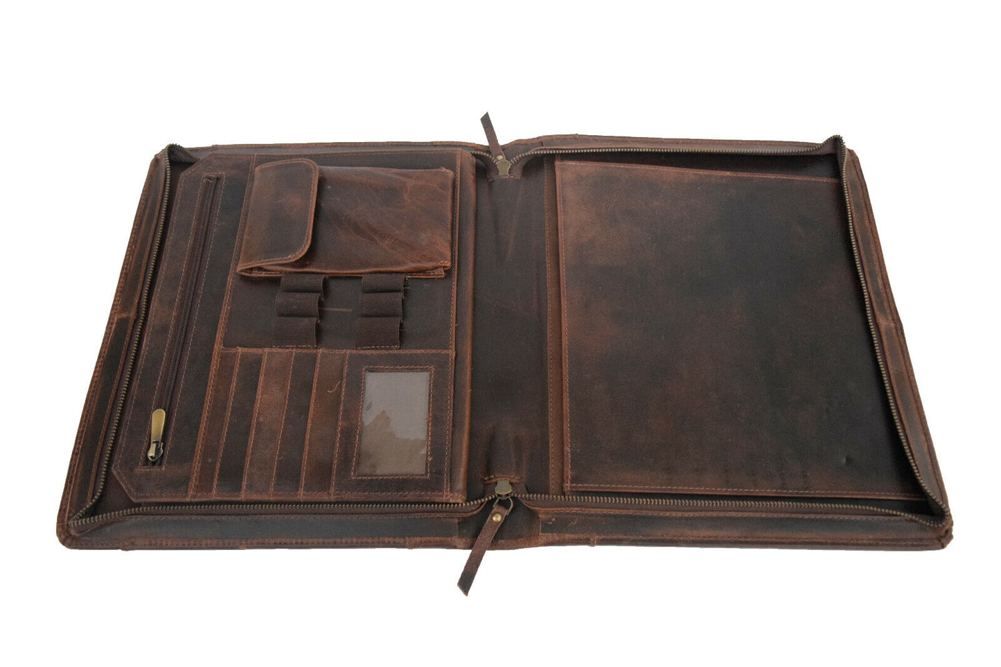 Genuine Dark Leather Portfolio Organizer
