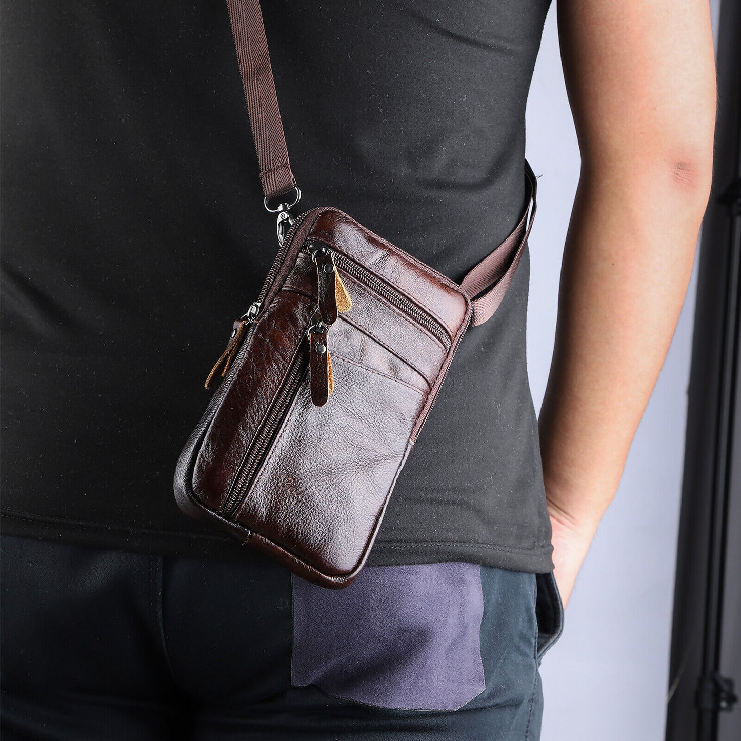 Leather phone pouch waist bag