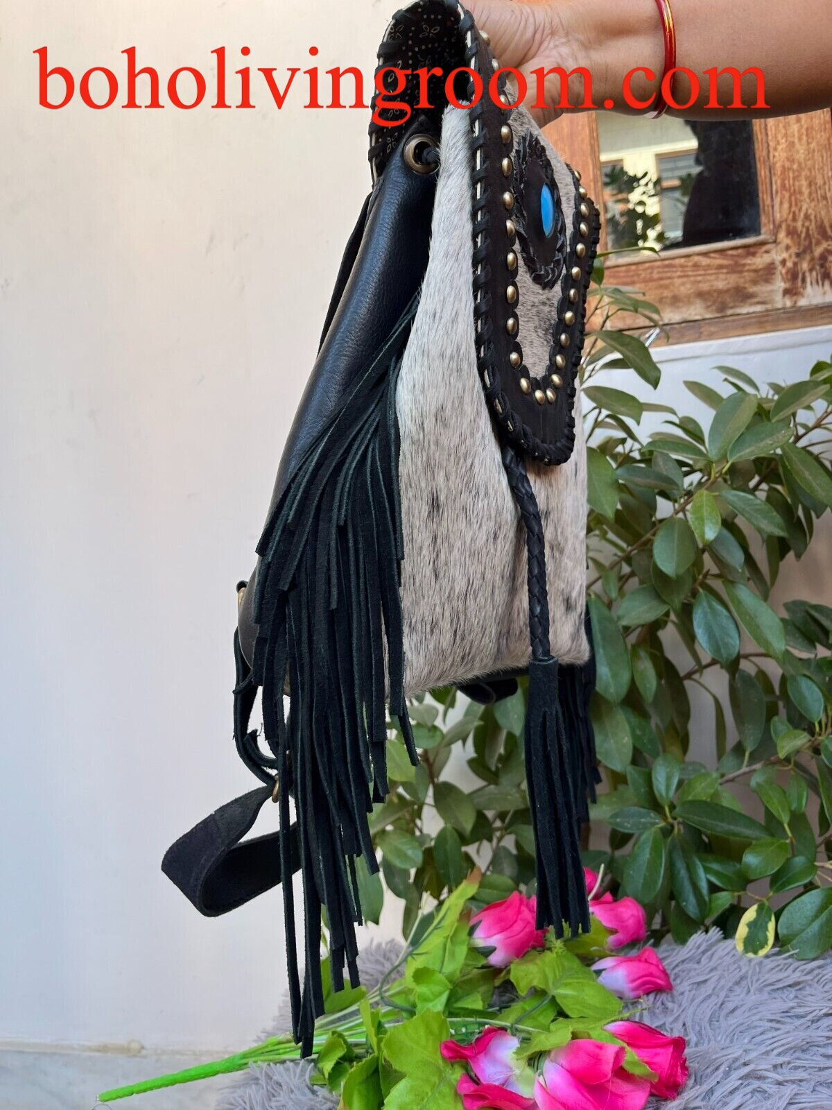 Real Cowhide Backpack Drawstring Bags