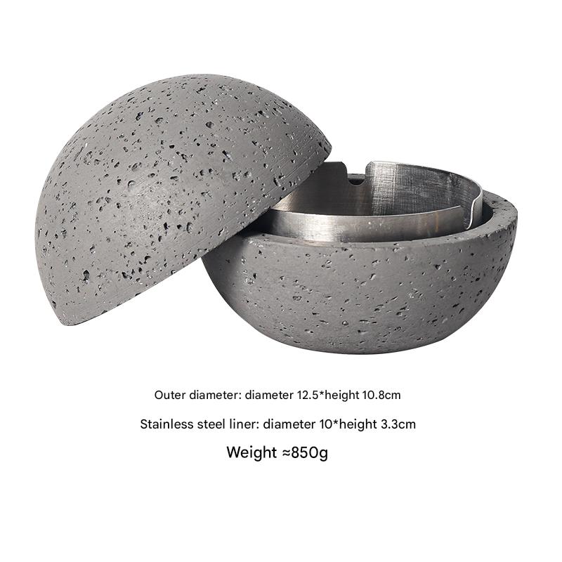 Nordic Design Volcanic Stone Spherical Cement Ashtray Home & Hotel