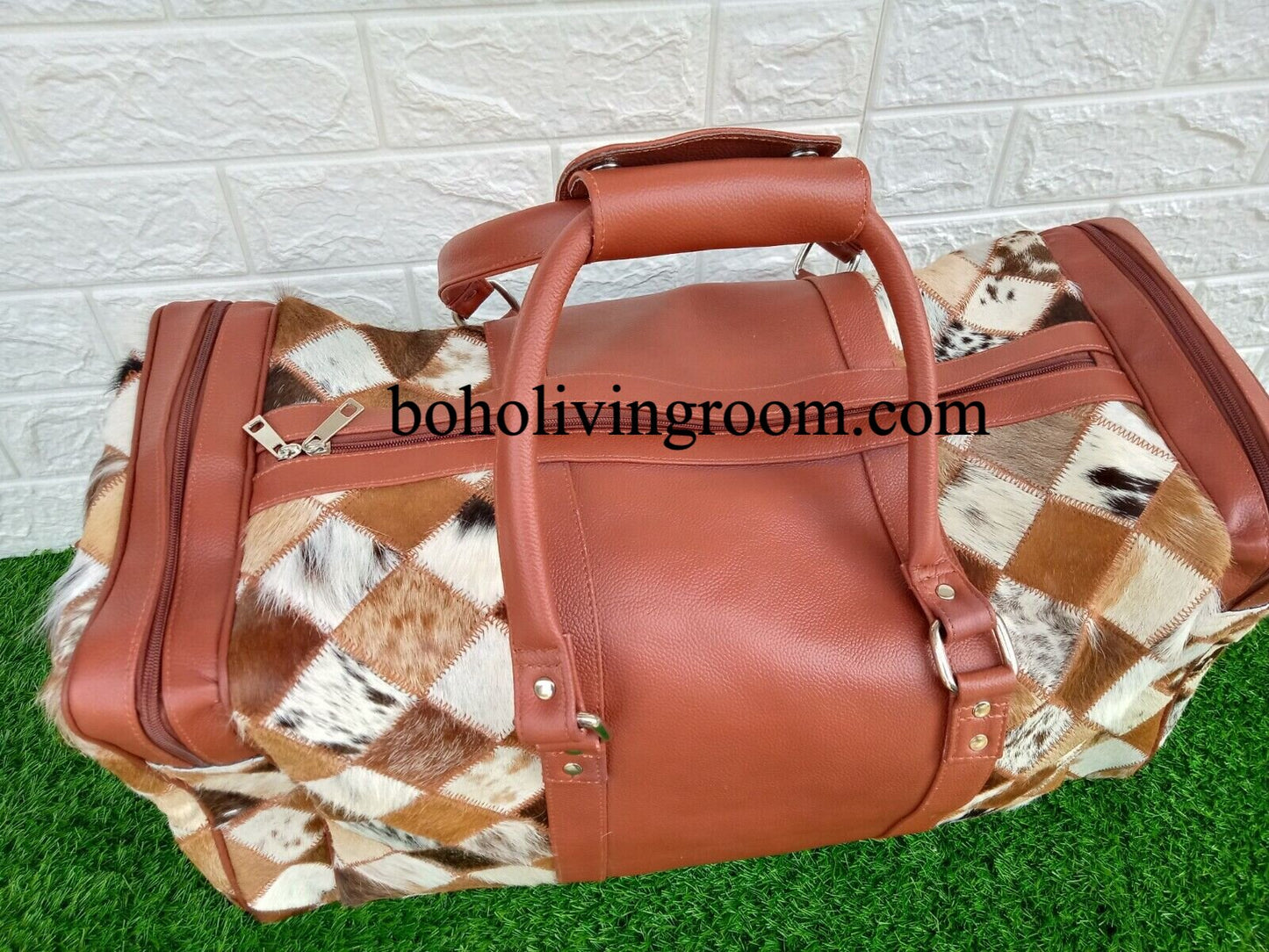 Cowhide Patchwork Holdall Bag