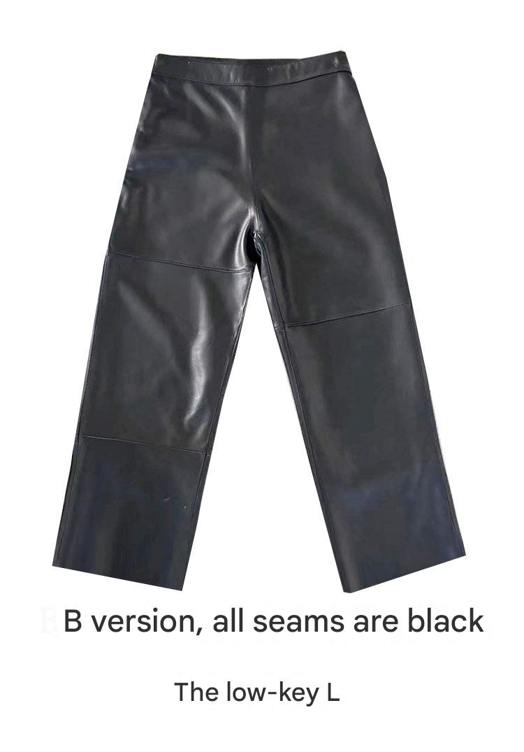 High Rise Leather Elephant Style Pants Straight Leg Midi Culotte
