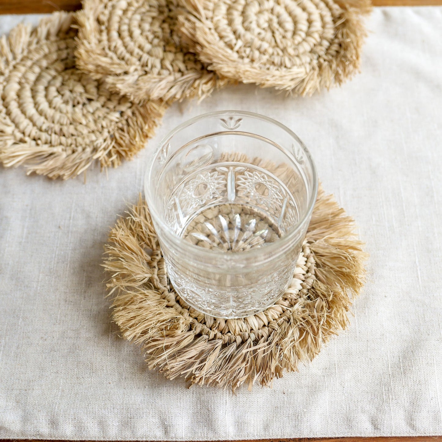 Handcrafted Raffia Straw Fringed Placemats