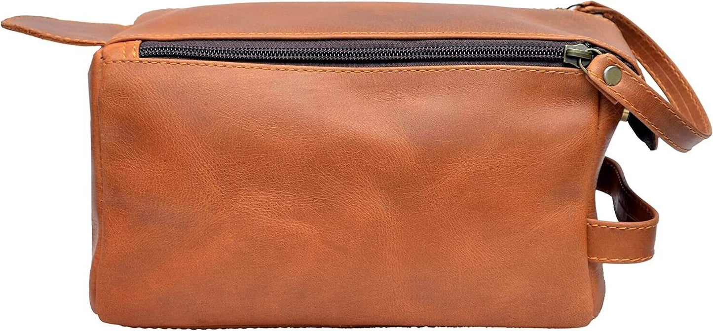 Genuine Brown Leather Men Travel Organizer Kit