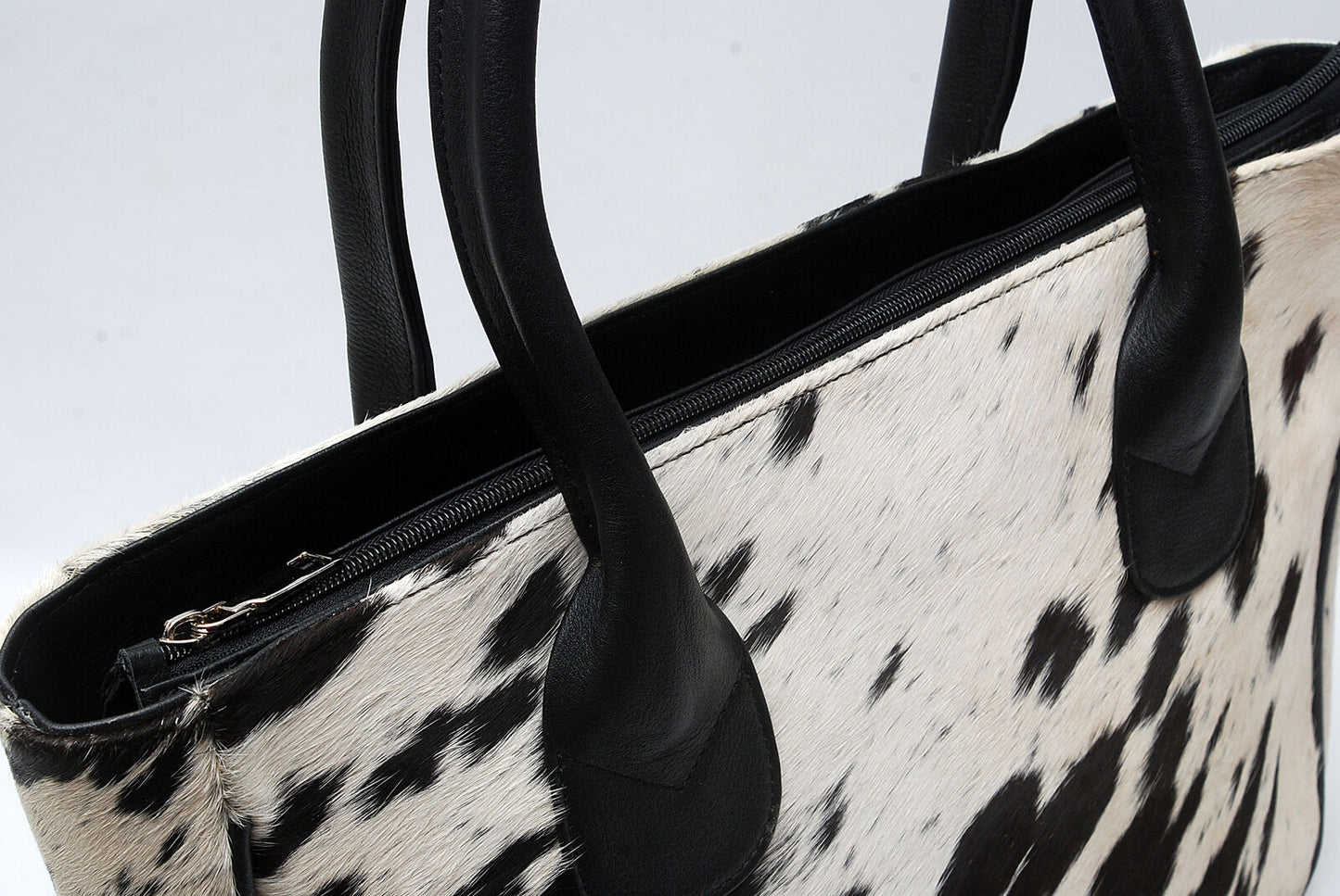 Classic Black White Hair On Cowhide Shoulder Bag