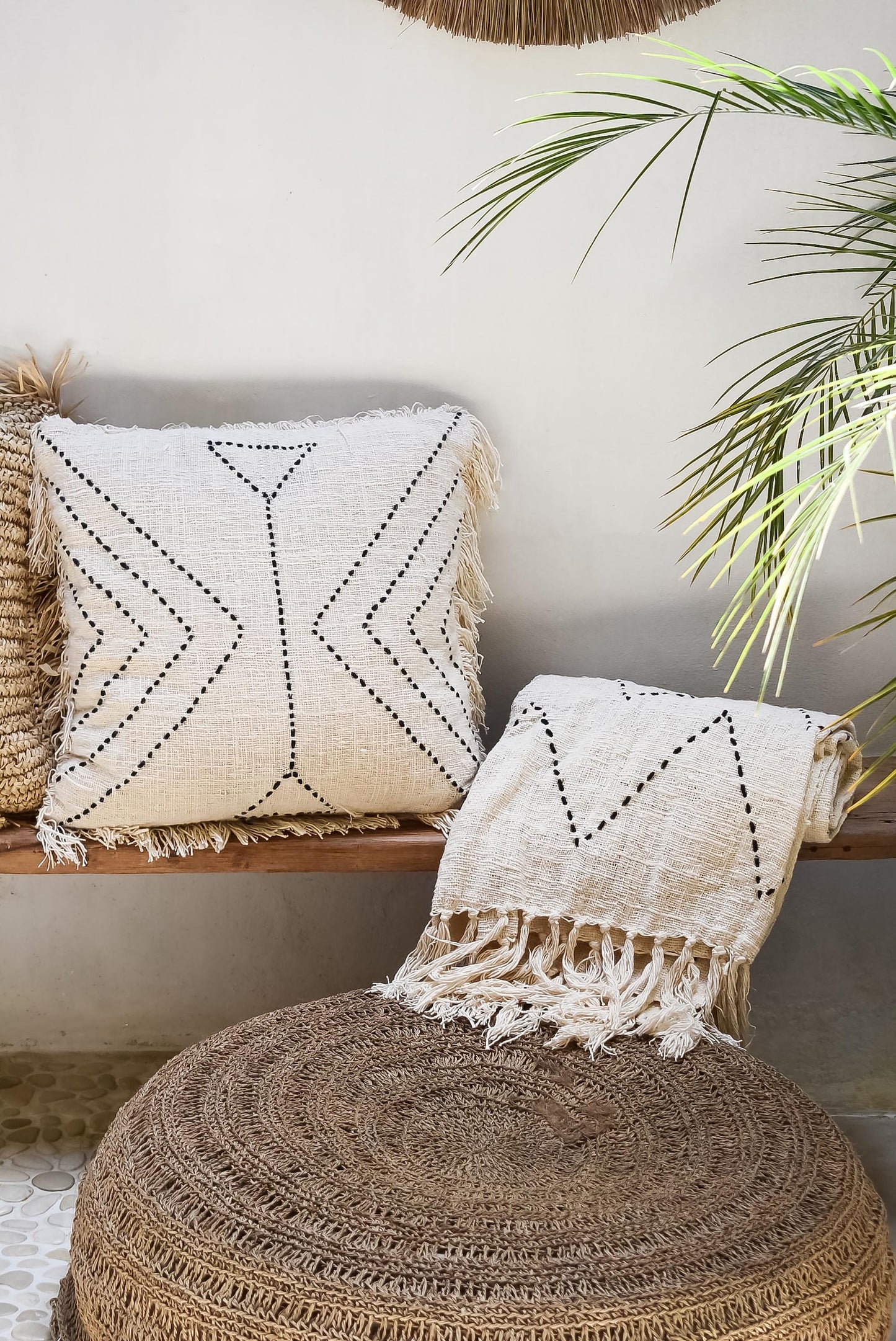 Pure Cotton Slub Hand Stitched Throw Blanket