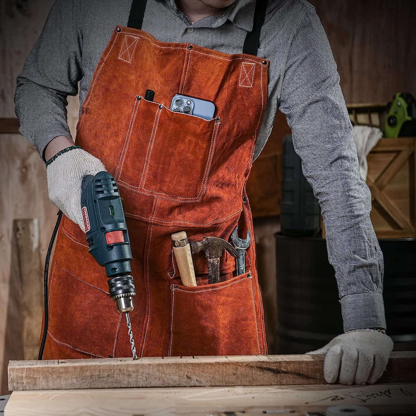 Genuine leather welding work apron heavy duty