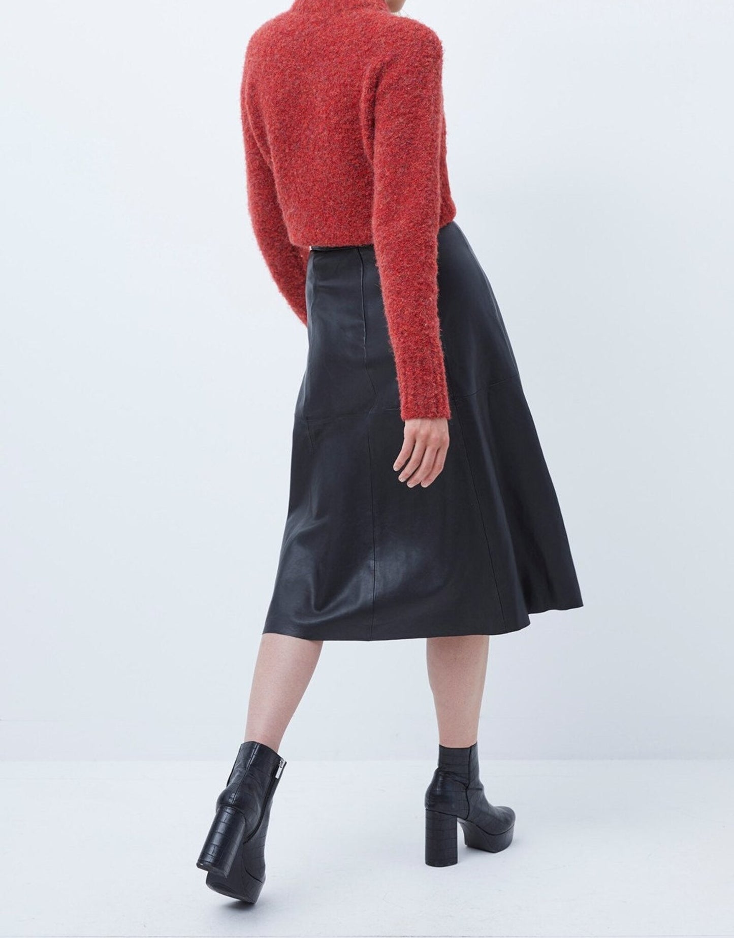 Genuine Leather Long Skirt Outfit