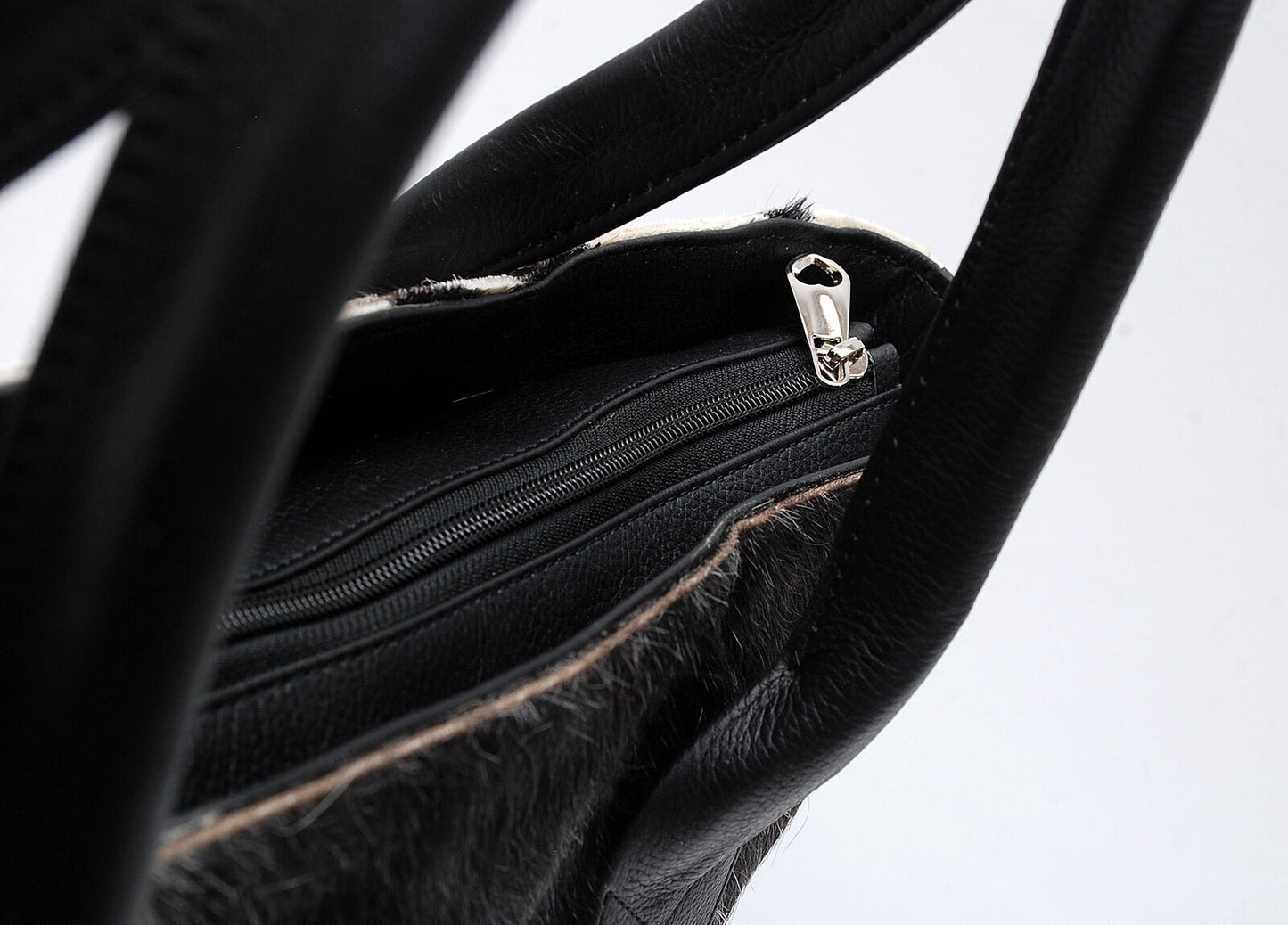 Black White Cow Skin Fur Shoulder Purse