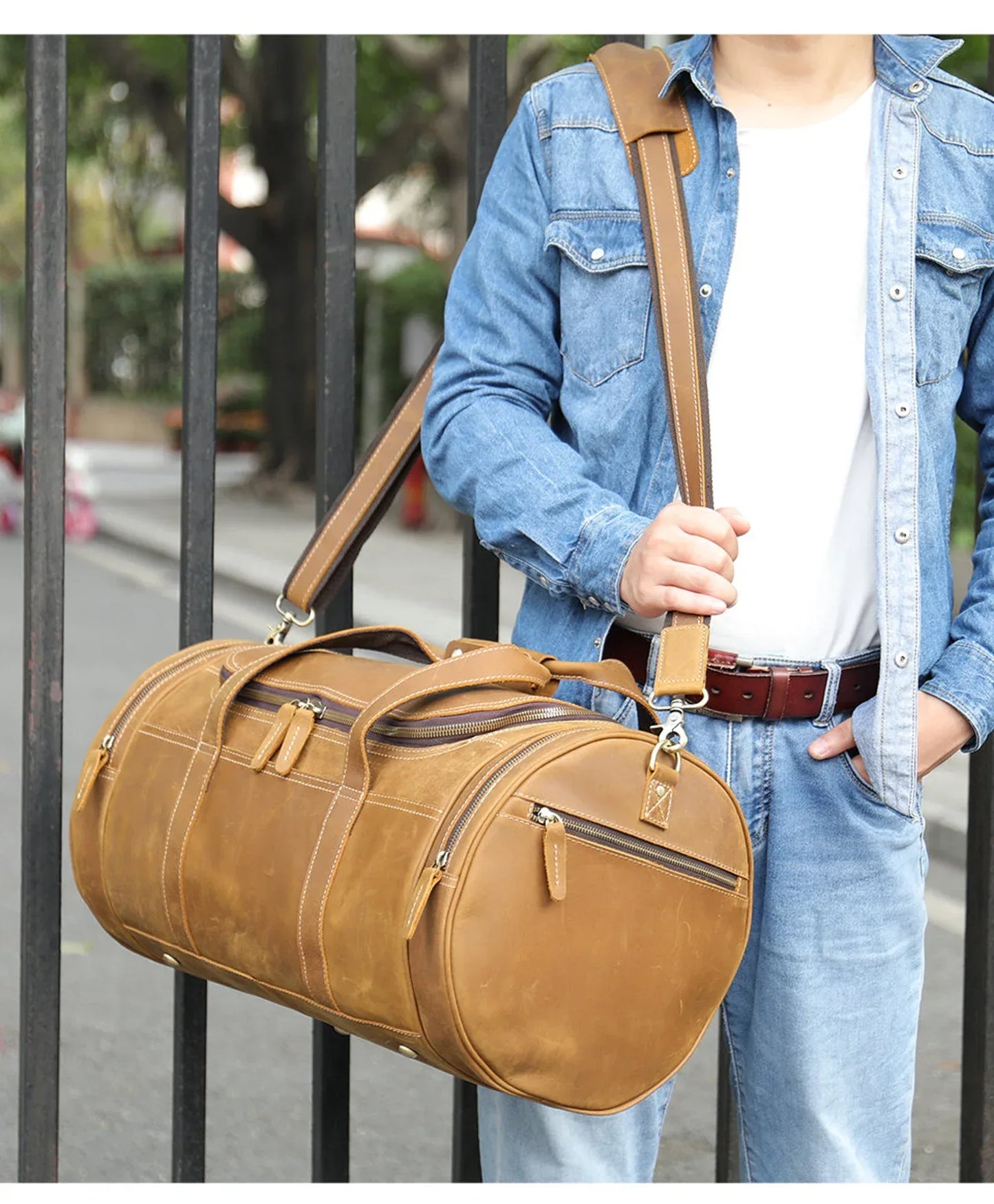 Leather Travel Duffle Bag Weekender