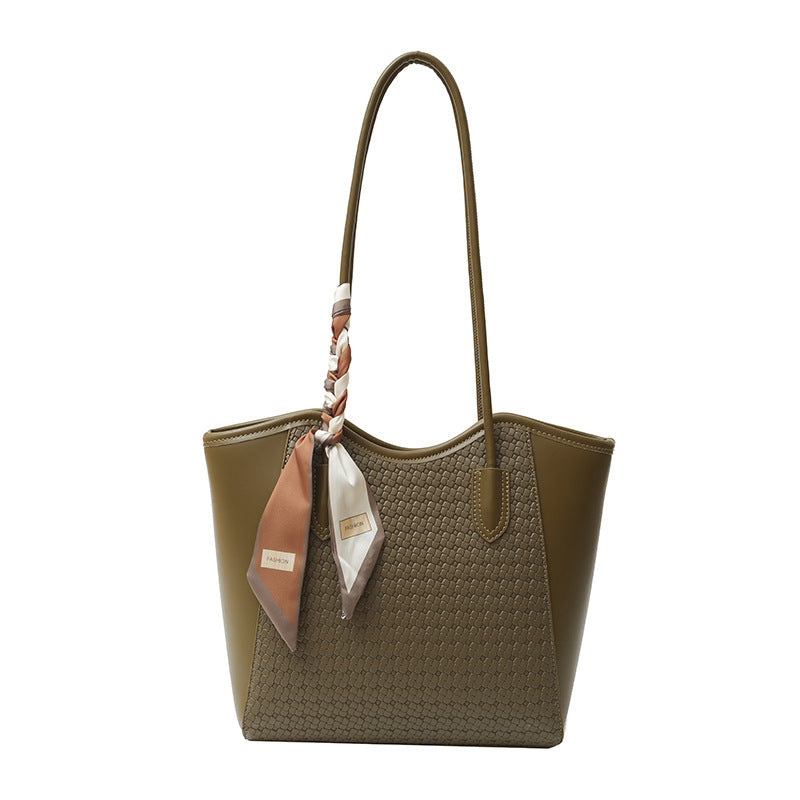 Women’s Texture Leather Shoulder Tote Bag Large Capacity