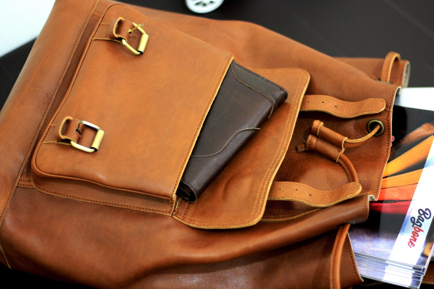 Men's Real Leather Rucksasck Backpack