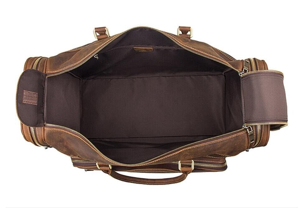 Extra Large Genuine Leather Travel Bag Weekender