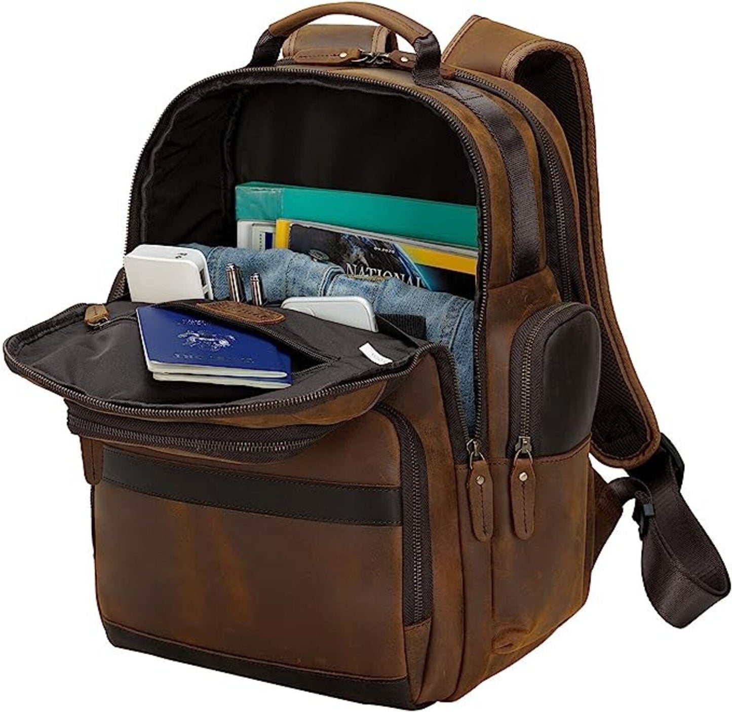 Vintage Leather Laptop Backpack 15.6” Travel & Work Bag