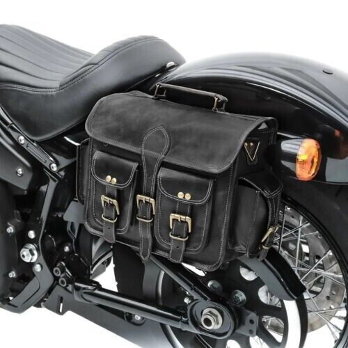 Large Genuine Leather Motorcycle Two Side Bag