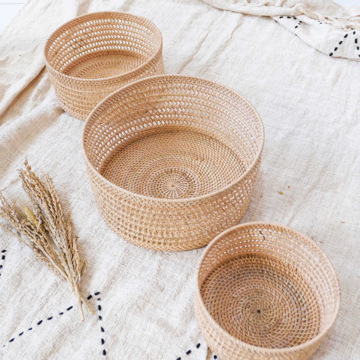 Round Rattan Storage Basket Planters